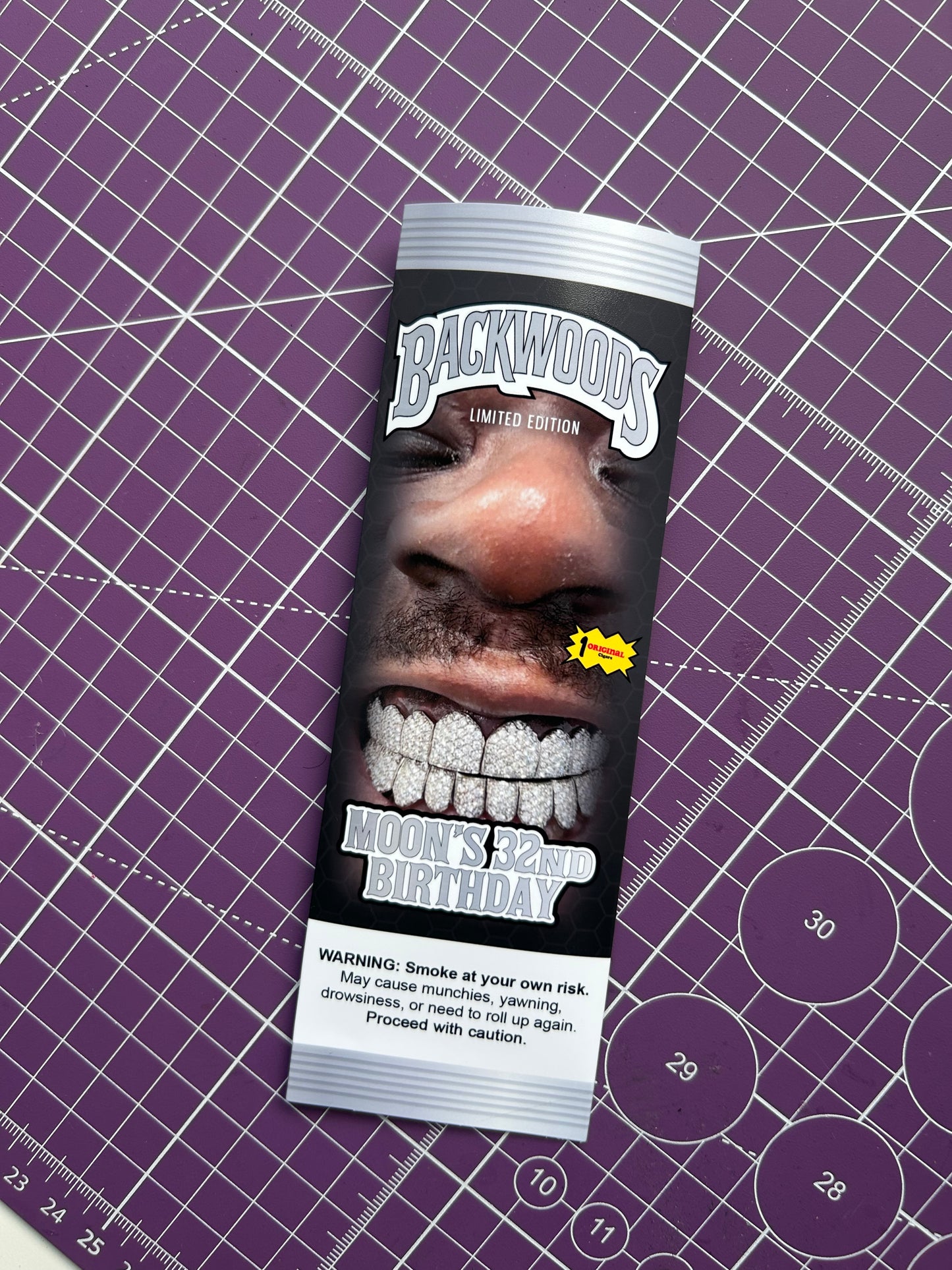 Custom backwoods single pack personalized birthday gift for men black and silver design party favors