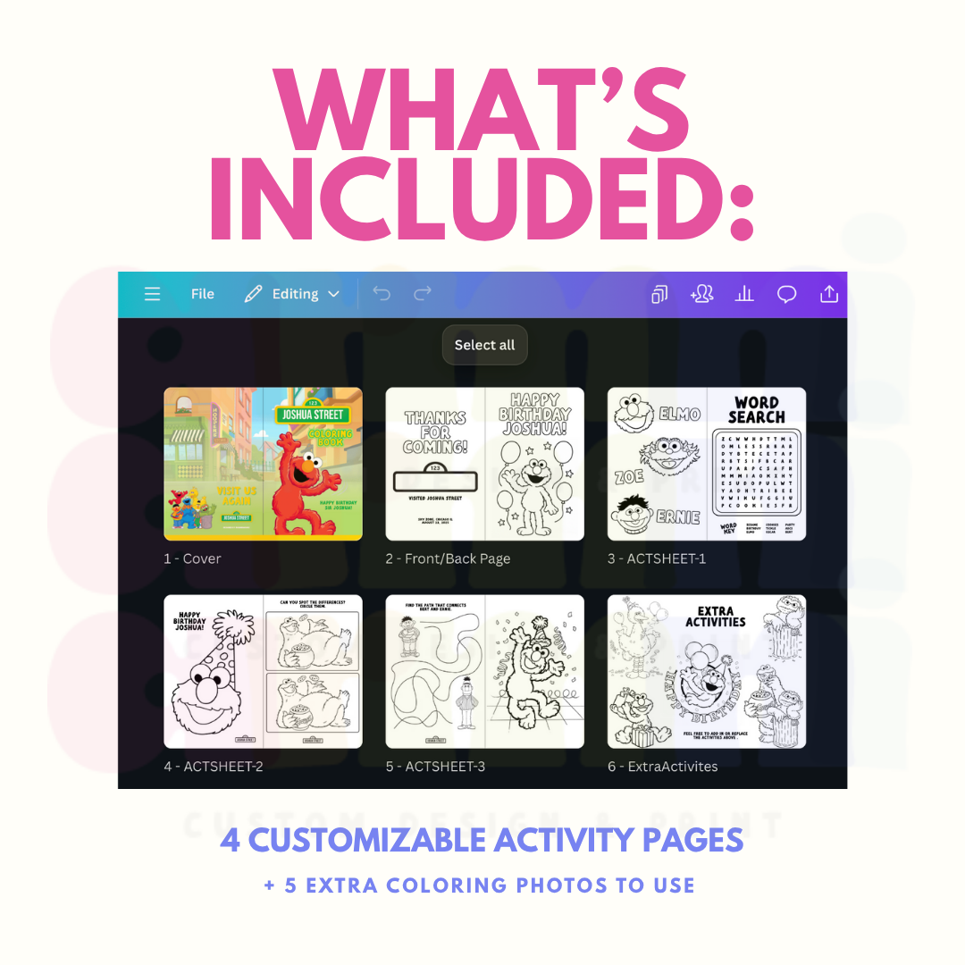 Sesame Street Coloring Book Canva Template