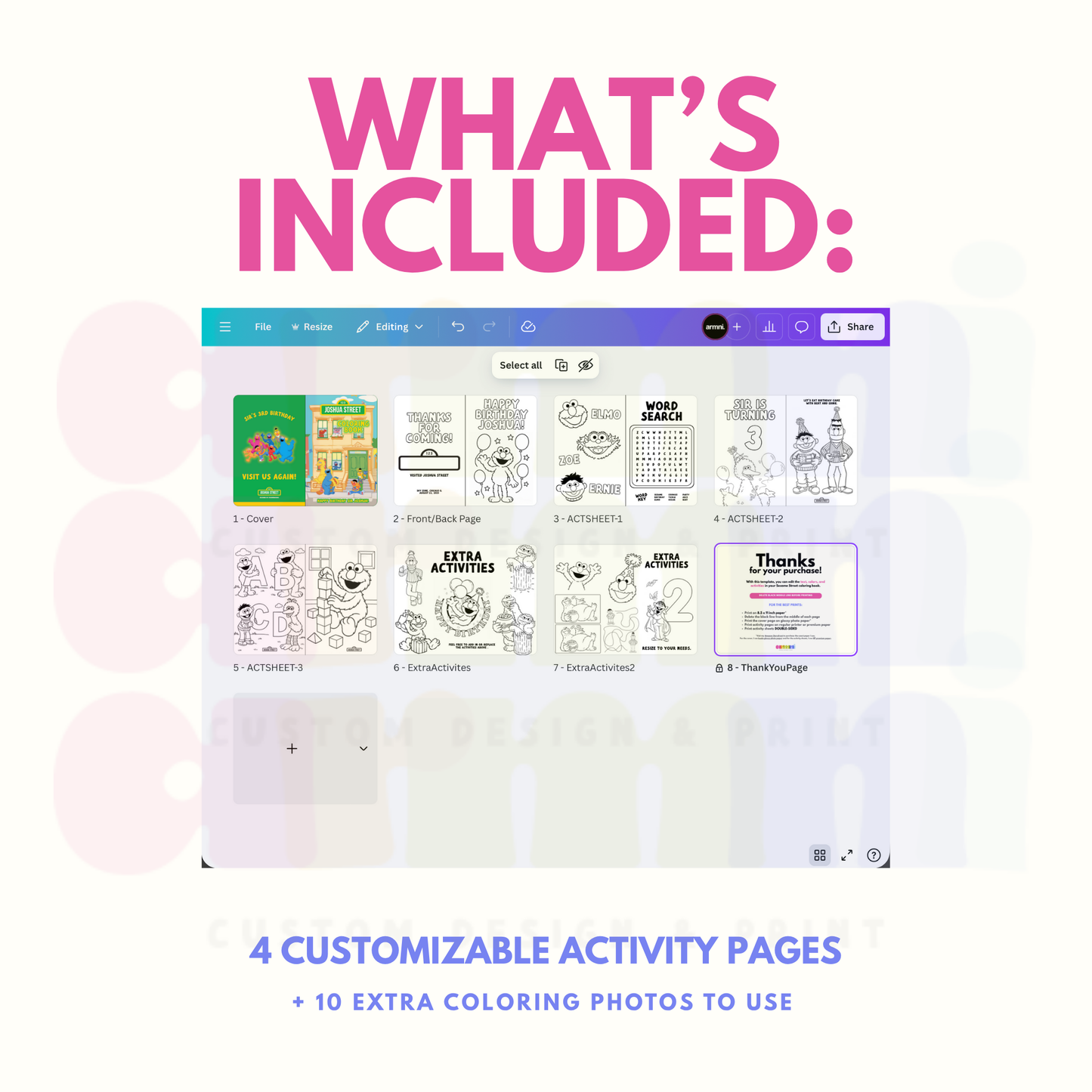 Sesame Street Coloring Book Canva Template II