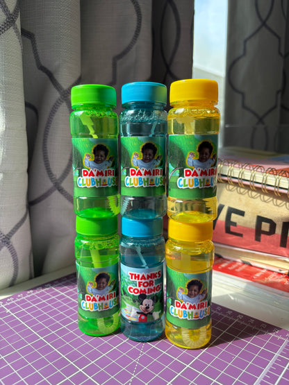 Custom Mickey Mouse clubhouse kids birthday party favors bubbles black boy joy babies 1st 2nd 3rd rainbow