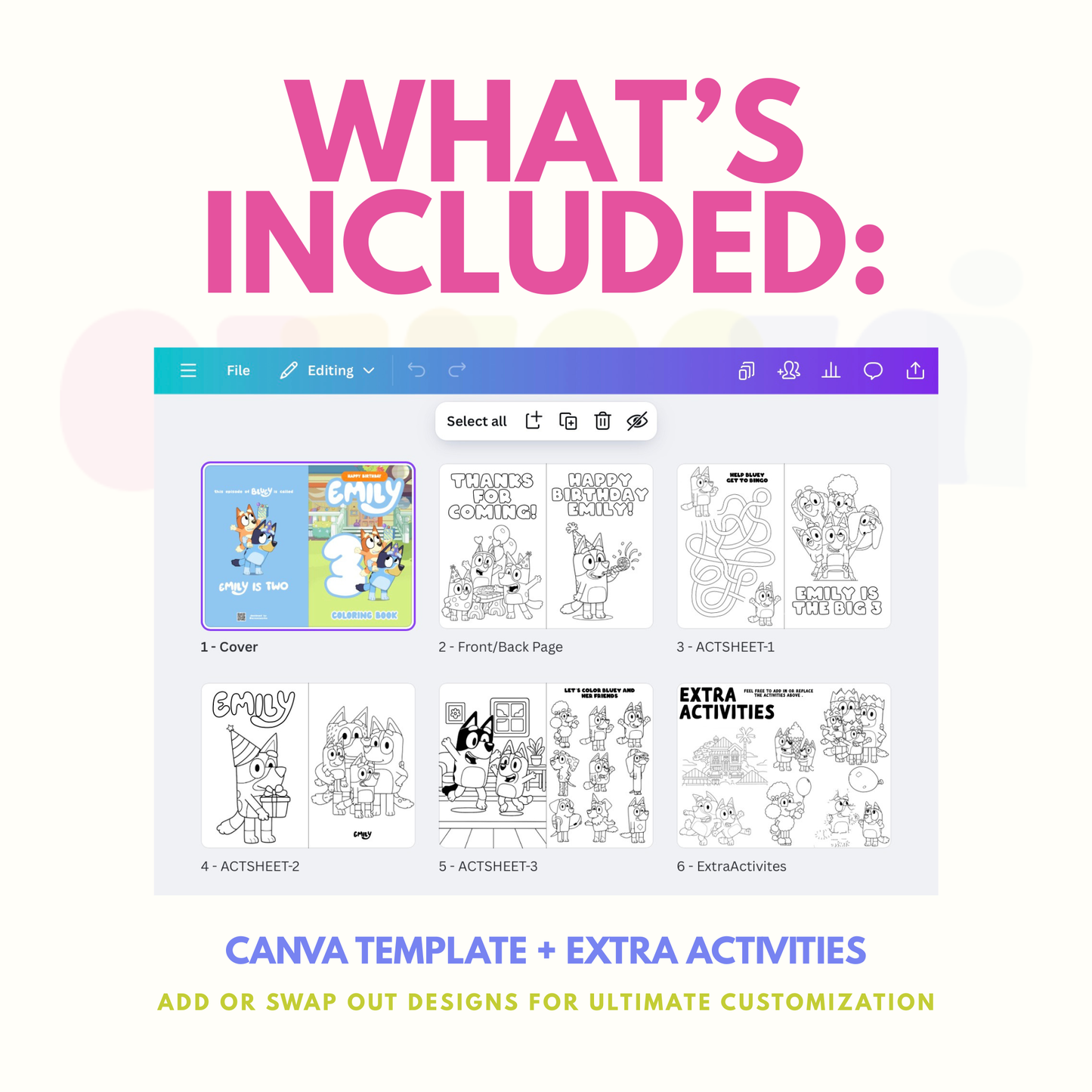 Bluey Coloring Book Canva Template II