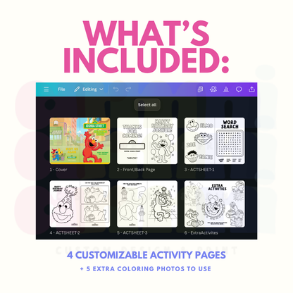 Sesame Street Coloring Book Canva Template