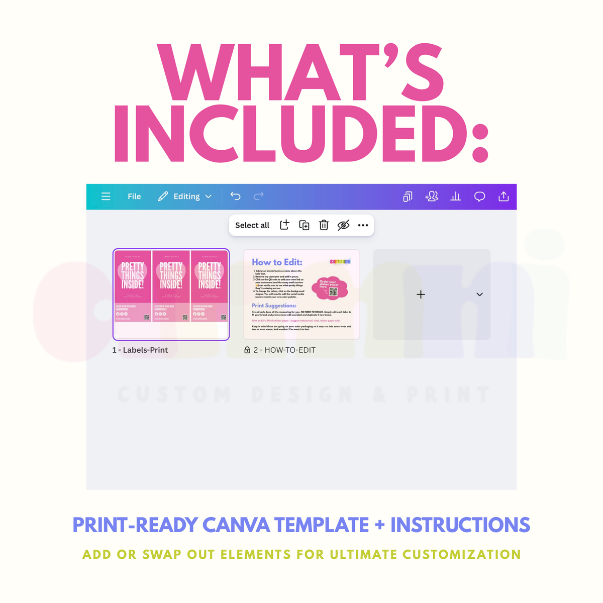"Pretty Thing Inside" Shipping Label Canva Template