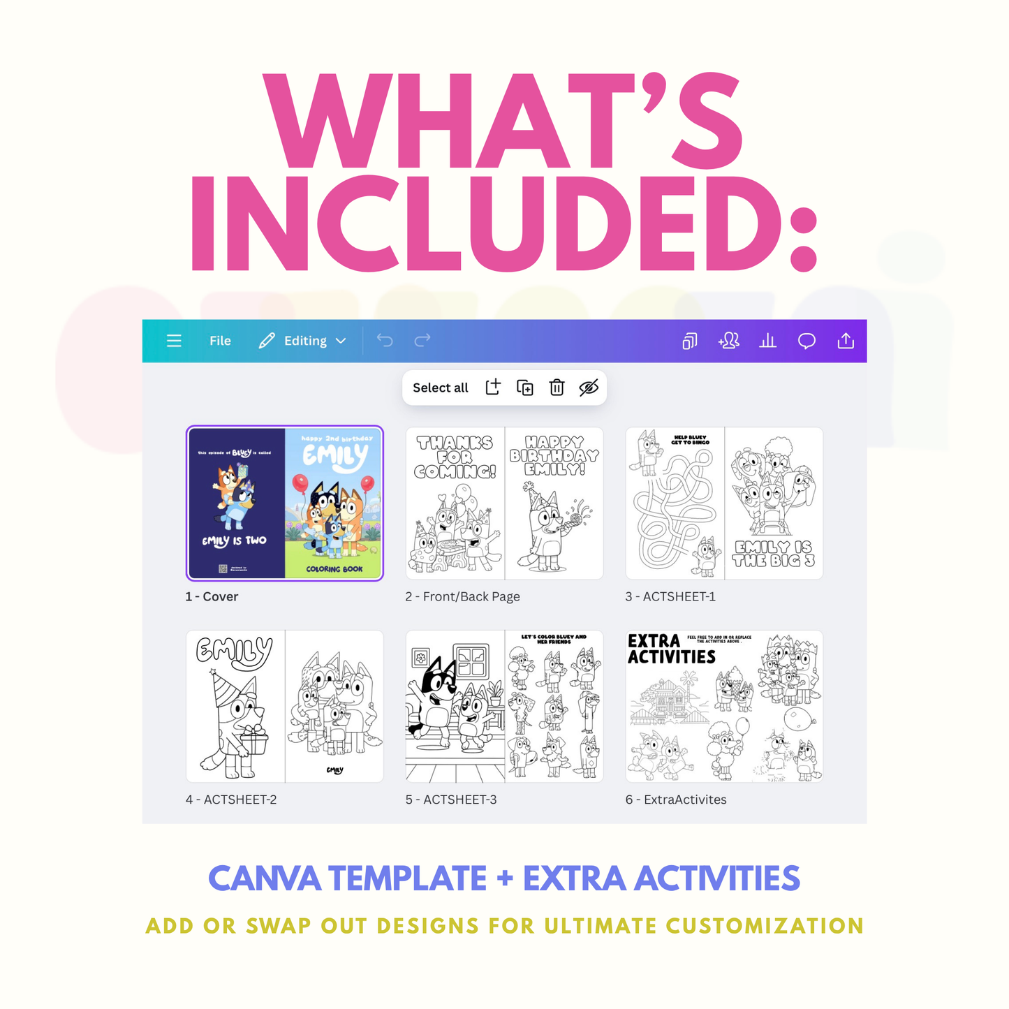Bluey Coloring Book Canva Template