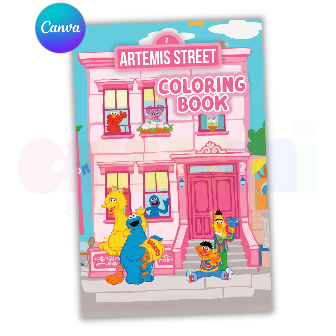 Sesame Street Coloring Book Canva Template II (Pink)