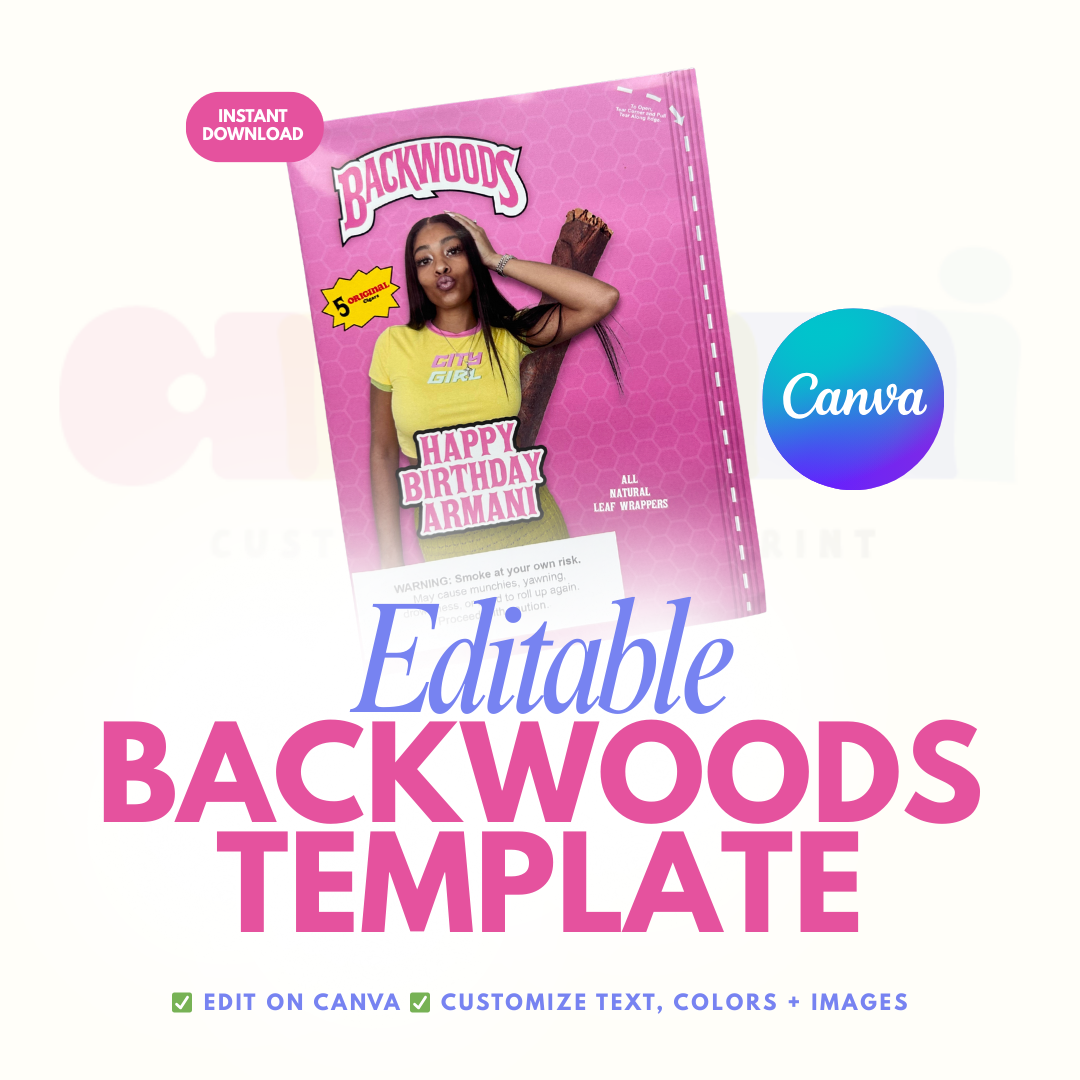custom backwoods template canva birthday adult party favors customizable editable printable diy wrap armniworks