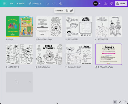 Sesame Street Coloring Book Canva Template II