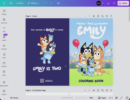 Bluey Coloring Book Canva Template