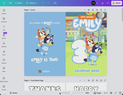 Bluey Coloring Book Canva Template II